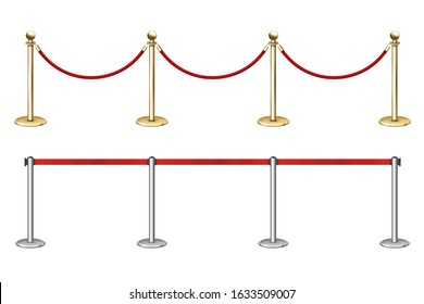 Golden rope barrier with red velvet rope fence.