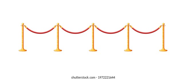 Golden rope barrier vector on white background