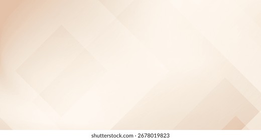 Golden rose abstract background with square shapes. Brown neutral gradient bg. Cream color backdrop with transparency lines. Vector illustration