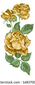 Golden rose decor element in vector