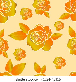 golden rose flowers seamless pattern