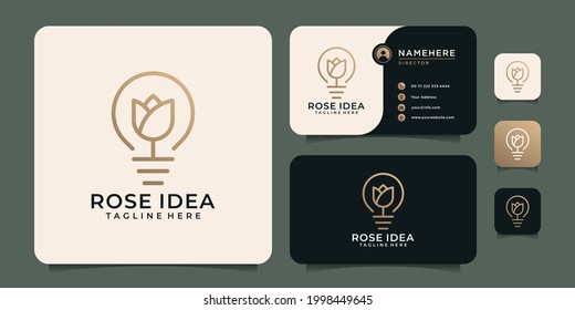 Golden rose lamp logo vector inspiration. Logo can be used for icon, brand, identity, fashion, plant, idea, creative, cosmetic, and spa