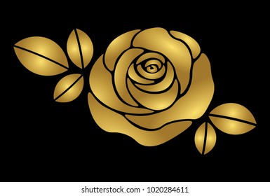 Golden Rose With Leafs