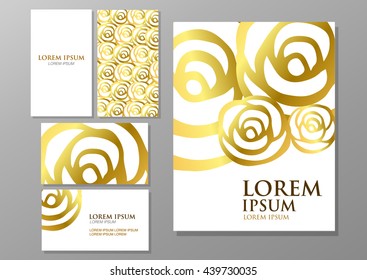 golden rose pattern cover design report and business card. Business vector Illustration.