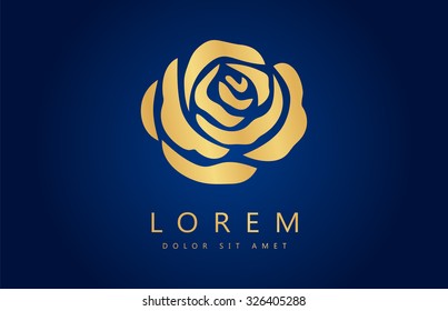 Golden Rose Vector. Flower Logo.