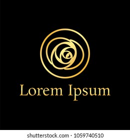 golden rose vector logo design template, minimal line petal beauty icon, salon floral abstract sign, vector illustration