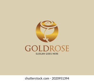 Golden Rose Vector Logo Design Template