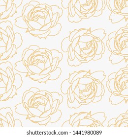 Golden roses seamless pattern on a light background. EPS10 Vector