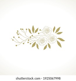 elemento de diseño gráfico vectorial de rosas doradas