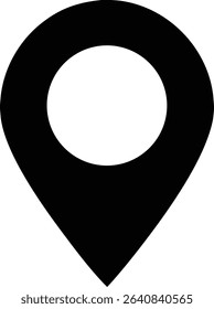 Golden, round 3D map pointer symbol with an empty ring design.