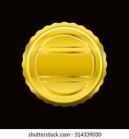 golden round badge coin emblem icon vector