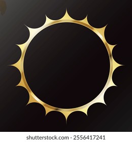 Golden round beautiful frame design with rays
