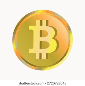 Signo de Bitcoin redondo de oro. Vector realista