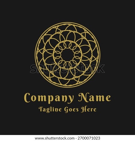 Golden Round Circle Circular Mandala Icon Symbol Illustration Logo Design Vector