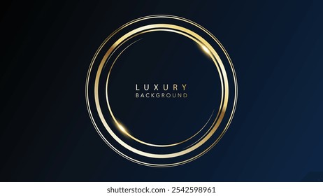 Golden round circle rings on dark background Shining abstract