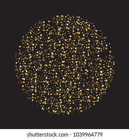 Golden round dotted background template. Halftone circle vector illustration. Good for luxury poster banner advertising design.