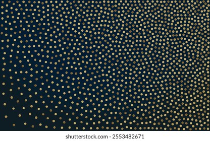 Golden Round Festive Vector Black Background. Light Dust Pattern. Gold Circle Art Wallpaper. Confetti Anniversary Banner.