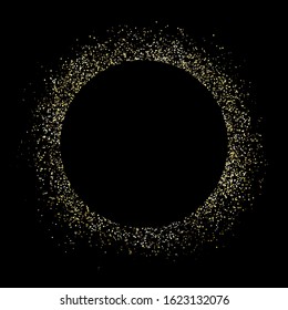 Golden Round Frame Glitter Black Background Stock Vector (Royalty Free ...