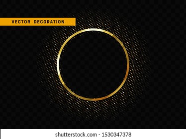 Golden round frame isolated on transparent background.