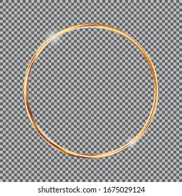 golden round frame on transparent background