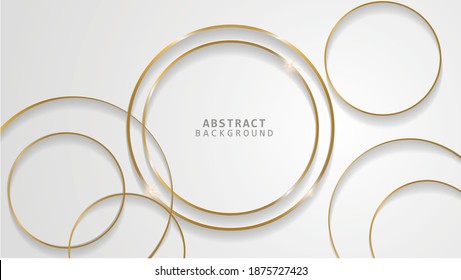 Golden round frame with shadows isolated on  whaite background