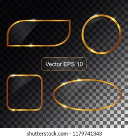 Golden round frames with flares and stars