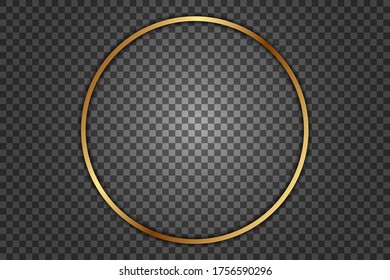 Golden round framewith shadows isolated on transparent background. 3d. Easy to edit and customize. EPS10.