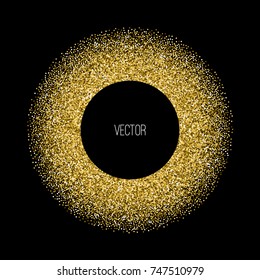Golden round glitter shape with black place for your text. 