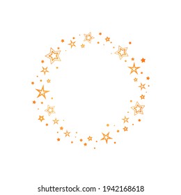 Golden round label with stars. Best, award, winner prize wreath on white background. Starry circle label for text. Vector background for card, invitation, wallpaper.