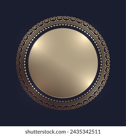 golden round lace frame background for classic handmade ornamental vector
