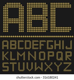 Golden round letter set. Creative luxury alphabet