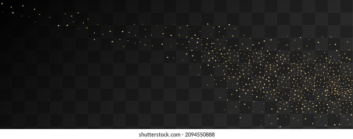 Golden Round Modern Vector Panoramic Transparent Background. Glamour Dot Banner. Gold Polka Happy Texture. Splash Bridal Wallpaper.