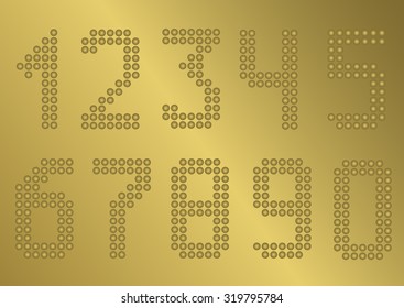 Golden round numbers, zero one two three four five six seven eight nine signs