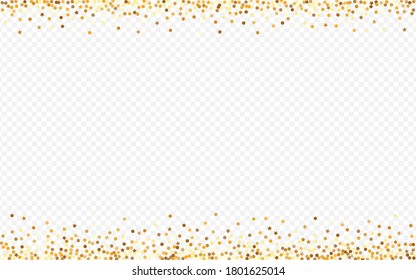 Golden Round Paper Transparent Background. Happy Dot Background. Yellow Sparkle Falling Banner. Splash Shiny Texture.