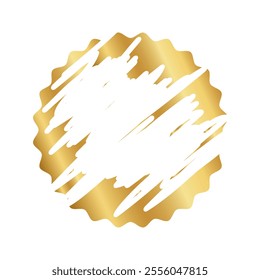 Golden round scratch card surface with scraped texture. Gold winner lottery, sale coupon, jackpot scratchcards template. Vector illustration.