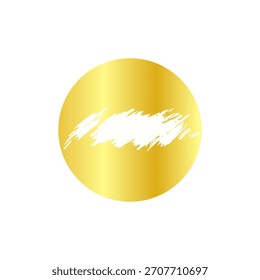 Superficie de tarjeta de rasguño redondo dorado con texturas raspadas. Tarjeta de rascar del oro, ganador de la lotería, premio del dinero o Plantilla del Cupón de la venta aislada en el fondo blanco. Vector moderno