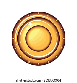 Golden Round Shield Icon Isolated