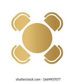 golden round table with chairs icon- vector illustration