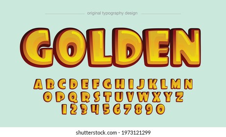 Golden Rounded Cartoon Artistic Font Typography