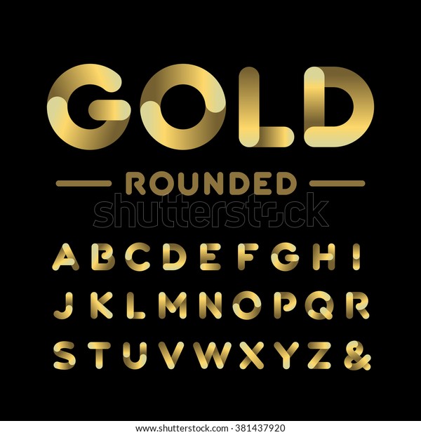 Golden Rounded Font Vector Alphabet Gold Stock Vector (Royalty Free