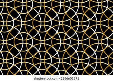 golden rounds art deco style seamless vector fashionable pattern for design and decoration