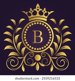 Golden Royal Crown B Monogram Logo