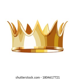 Golden royal crown isolated on white background. 3D vector illustration