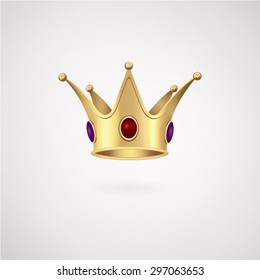 Golden royal crown isolated on a white background. Golden crown icon. Realistic golden crown. Vector illustration EPS10.