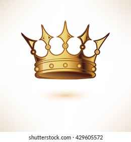 Golden Royal Crown. Isolated on white. Vector Illustration.