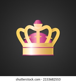 Golden royal crown. King luxury crown with precious stone isolated on dark background. Vector EPS 10