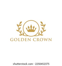  golden royal crown logo design Premium Vector