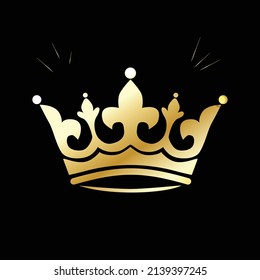 golden royal crown on a black background. Vector, eps10