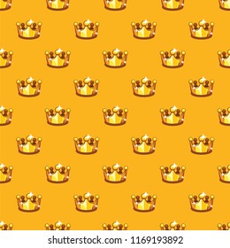 Golden royal crown pattern background. King and queen crown seamless pattern background