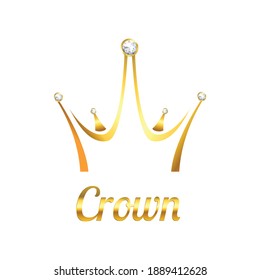 Golden royal crown with realistic gems on white background vector illustration